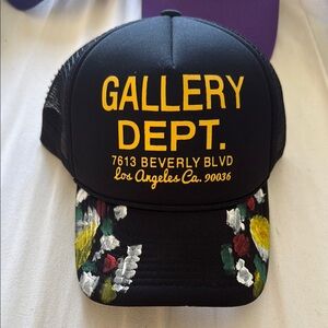 Gallery Dept Black Cap with Floral Design